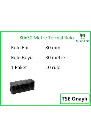 80x30 Metre Termal Yazarkasa Ve Adisyon Rulosu 10 Adet