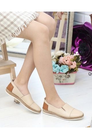 Nesil Shoes Syg P41 Bej Hakiki Deri Kadın Ayakkabı-bej Bej