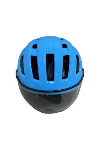 Asistan Bisiklet Kask Ks-28 Koruyucu Gözlüklü Bisiklet Motosiklet Kaskı Medium Beden Buz Mavi Renk