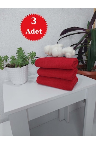 Berber Havlusu Sporcu Havlusu Yüz Havlusu Kırmızı 50x90 Cm 3 Lü