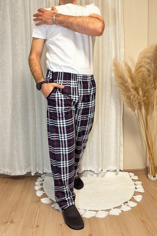 Erkek Desenli Cepli Lastikli Bel Pijama Altı Koyu Laci Koyu Lacivert