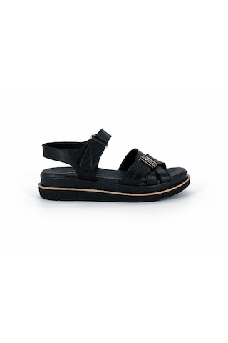 Mammamia D26ys-2905 Kadın Hakiki Deri Günlük Comfort Sandalet Siyah