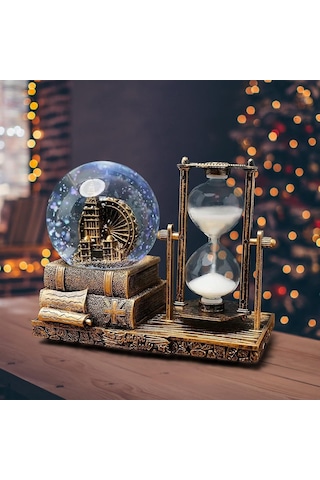 Kişiye Özel Big Beng Saat Kulesi Işıklı Sulu Kar Küreli Kum Saati Hediyelik Kum Saati