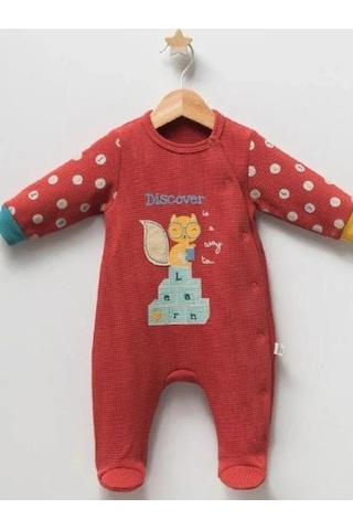 Erkek Bebek Sincap Baskılı Tulum-14943 Kiremit