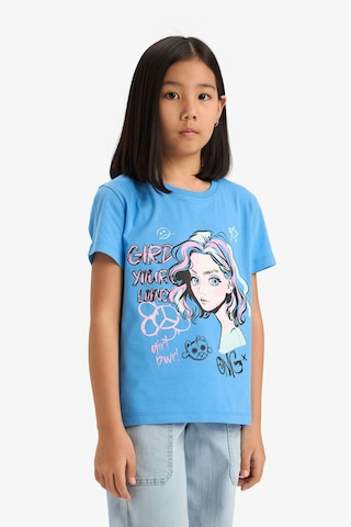 DeFacto Kız Çocuk Bisiklet Yaka Baskılı Kısa Kollu Tişört E0350A825SMBE339 Mavi