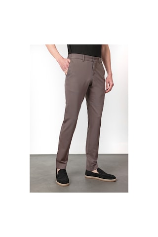 İmza Açık Kahverengi Yan Cep Kendinden Desenli Örme Jogger Slim Fit Esnek Pantolon 1003260174