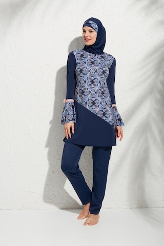 Pierre Cardin 191921 Uzunkollu Kolu Volanlı Desenli Tesettür Mayo