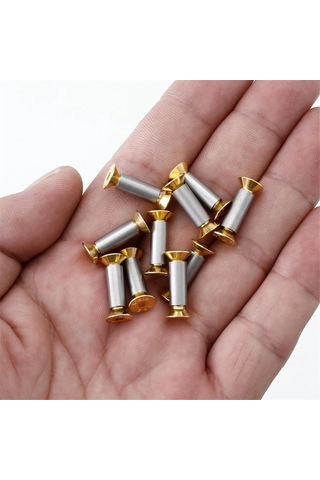 Xurunkeji 10 Paket Bıçak Sapı Vidaları Perçinler Cıvatalar Bağlantı Elemanları, Altın Altıgen Düz Başlı Vidalar, Bıçak Üretici Vidaları 5x3x2cm