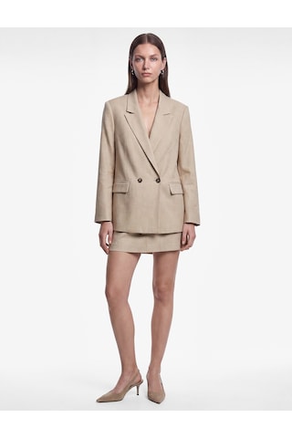 Koton Regular Fit Düğmeli Cep Detaylı Kruvaze Yaka Blazer Ceket Kahverengi Desenli 7wak50007uw