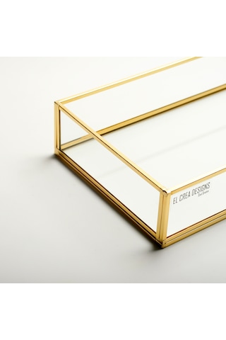 Cam Tepsi Pirinç & Gold 25x15x5cm