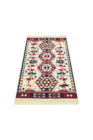 Arya Ar 30 Red %100 Geri Dönüşümlü Pamuktan Çift Taraflı Yıkanabilir Modern Dekoratif Kilim