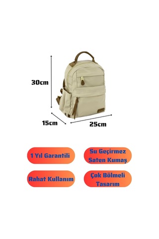 Bolsas Saten Kumaş Kadın Sırt Çanta Krem 1045 Krem