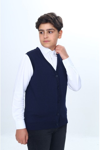 Toontoy Erkek Çocuk Okul Düğmeli Yelek Lacivert
