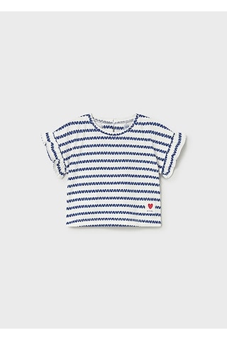 Mayoral Kız Bebek Desenli Kısa Kol T-shirt Krem 01082