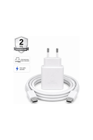 Schitec 45w Hızlı Şarj Adaptörü Ve 1 Metre Type-c Type-c Hızlı Şarj Kablo Set Beyaz