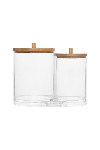 Xiyyadms Transparent Ps İki Bölmeli Koton Saplı Ve Koton Topuzu Saklama Kutusu - Toz Koruyucu Makyaj Temizleme Aletleri Depolama Kutusu Şeffaf