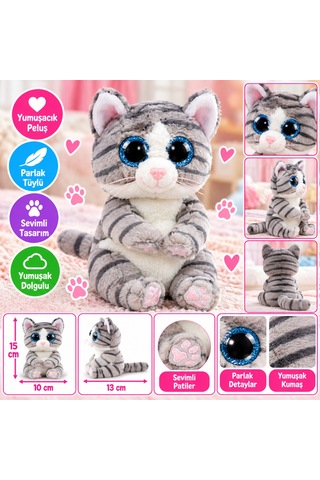 Ty Beanie Bellies Gri Peluş Kedi Mitzi 15 Cm Nhr