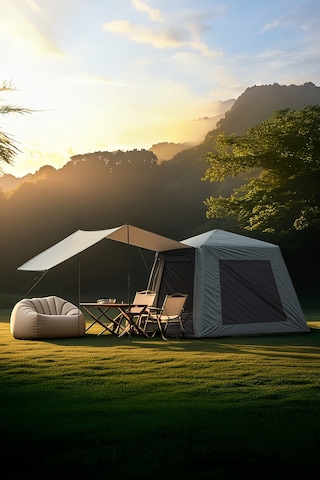 Tenteli Oxford Kumaş Şişme Çadır 4-5 Kişilik 233x233x190cm Haki