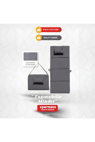 Tr Katlanır Kamp Matı Şezlong Minderi Taşınabilir Kamp Yatağı Su Itici Kumaş 180x60x2 Gri Diğer
