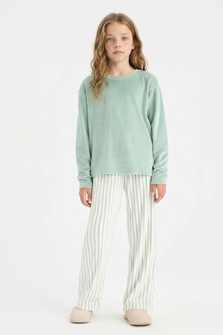 Defacto Pijama Takımı Polar Uzun Kollu Üst Çizgili Uzun Alt Kız Çocuk D1068A824WN Yeşil