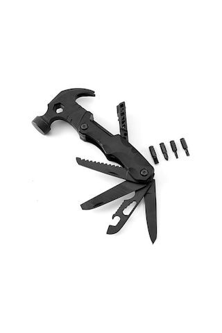 Valkyrie Çok Fonksiyonlu Çekiç Çakı Çantalı Kamp Outdoor Testere Tornavida Seti Siyah