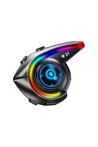Çeşithane Y21 Renkli Işıklı Motosiklet İnterkom - Dahili Fm Radyolu, Bluetooth 5.3 Teknolojili, Rgb