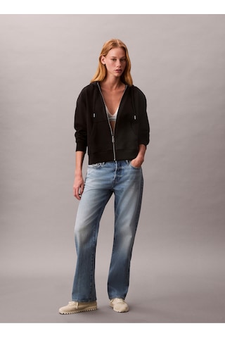 Calvin Klein Kadın Regular Fit Fermuarlı Kapüşonlu Sweatshirt - Siyah Black
