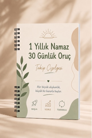 1 Yıllık Namaz Ve 30 Günlük Oruç Takip Çizelgesi, Alışkanlık Defteri, Namaz Defteri Çok Renkli