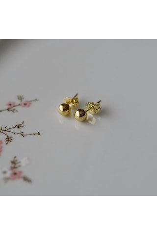 Çelik Gold Top Küpe 5 Mm Çift Renkli