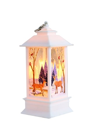 Konesam Küçük Beyaz Geyik Noel Feneri - Pvc Materyal, Sıcak Işık, Masaüstü/asma Dekorasyonu, Paketli Teslimat