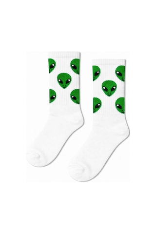 Carnaval Socks Uzaylı Nakışlı 6'lı Kutulu Çorap Seti Siyah Beyaz Tenis 2000386