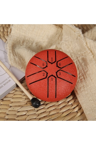 Mufunye Küçük Çocuklar İçin Taşınabilir 3 İnç 6 Sesli Çelik Dilli Vurmalı Enstrüman - Kırmızı