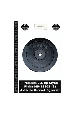 Premium 7,5 Kg Siyah Plaka Mb-12302 3 Aktivite Kuvvet Egzersiz