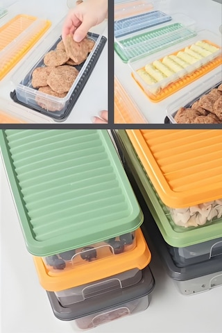 6 Lı Sığ Buzdolabı Düzenleyici Set, Buzluk Derin Dondurucu Buzdolabı İnce Saklama Kabı 6x1300ml Çok Renkli