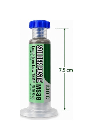 Ms38 138 C Düşük Isı Kurşunsuz Şırınga Krem Lehim 20g Sn42bi58 - 7.5 Cm