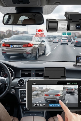 Inox-x603 2k Çözünürlüklü 3 Kanallı Araç İçi Kamera - Ön, İç Ve Arka Geri Görüşlü Dash Cam