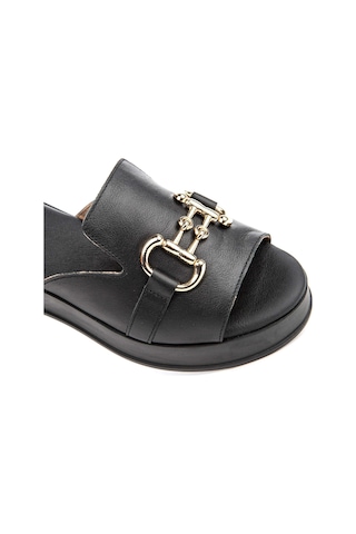 Hush Puppies Asan 624219 Hakiki Deri Kadın Terlik Siyah Siyah