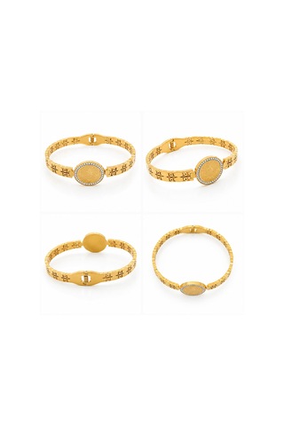 Osmanlı Tuğralı Taşlı Kadın Bileklik Gold Renk Ayarlanabilir Kelepçe Model Şık Takı