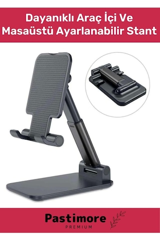 Dayanıklı Araç İçi Ve Masaüstü Ayarlanabilir 2 Kademli Katlanabilir Tablet Telefon Tutacağı Standı