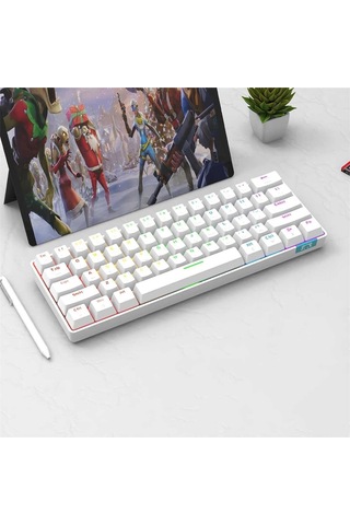Stk61 Rgb Ledli Tam Mekanik Kırmızı Switch Gaming Bilek Destekli Kablolu Oyuncu Klavyesi