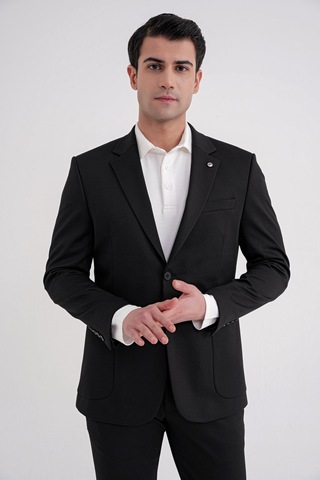 Efor Comfort Fit Mono Yaka Torba Cep Esnek Yünlü Siyah Spor Takım Elbise Tk 931 Siyah