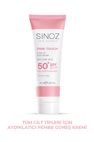 Sinoz Pink Touch Spf 50 Cilt Aydınlatıcı Ton Eşitleyici Pembe Yüz Tüm Ciltler İçin Güneş Kremi 50 ML