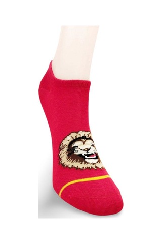 Sarı Kırmızı Aslan Desenli Sportif Unisex Kısa Bilek Çorap Yazlık 1 Çift Standart
