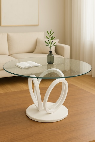 Temperli Cam Yuvarlak Cam Dayanıklı, Şık Dekoratif Cam Masa Üstü 4 Mm Beyaz