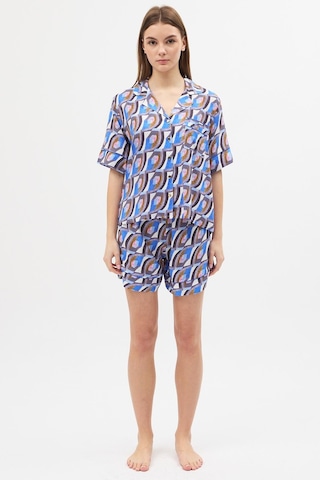 Amarelle Liberty Desenli Viskon Gömlek Şort Pijama Takımı Mor