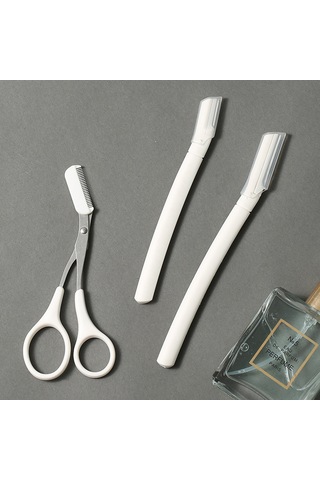 Yifomall 3 Lü Kaş Şekillendirme Seti: Güvenli Mikro Kesimli Tıraş Bıçağı Ve Makas İle Profesyonel Kaş Bakımı