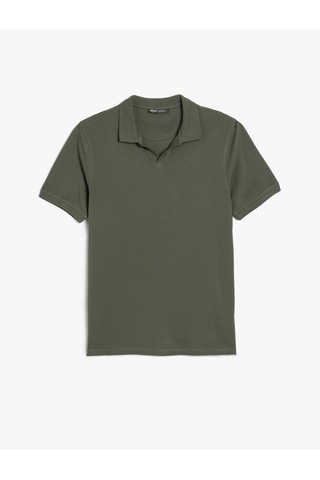 Koton Pamuklu Pike Kumaş Kısa Kollu Regular Fit V Yaka Polo Tişört Haki 5sam10016mk Haki