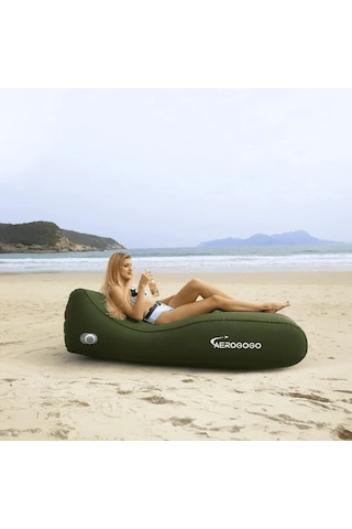 Aerogogo Gıga Lounger Su Geçirmez Hava Pompalı Otomatik Şişen Yatak - Ps2 Haki