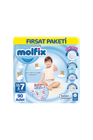 Molfix 7 Beden Bebek Bezi Fırsat Paketi 30x3 90 Adet 7 Numara