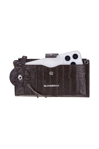 Bloominbag Mocha Croco Lozan Hakiki Süet Çapraz Askılı Telefon Bölmeli Cüzdan Çanta Kahverengi